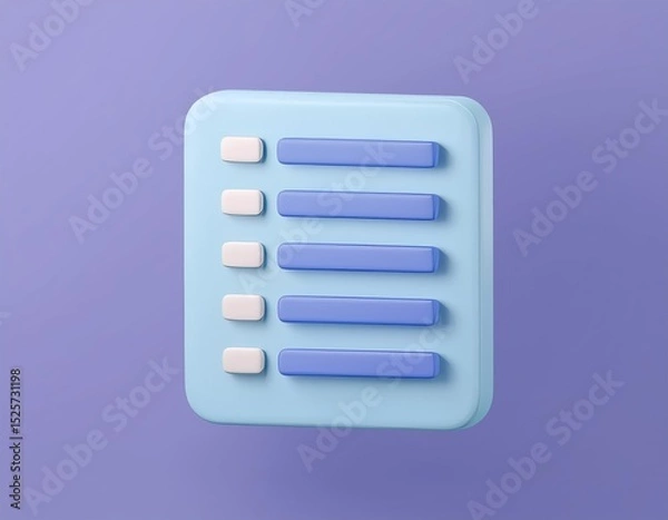 Fototapeta 3D blue and white list with five items