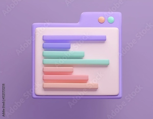 Fototapeta 3D colorful progress bar graphic on a purple background