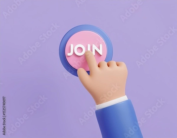 Fototapeta A hand is about to press a button that says JOIN