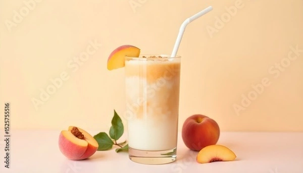 Fototapeta Peach Matcha Latte