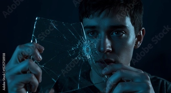 Obraz Shattered Reflections: A Portrait of Vulnerability
