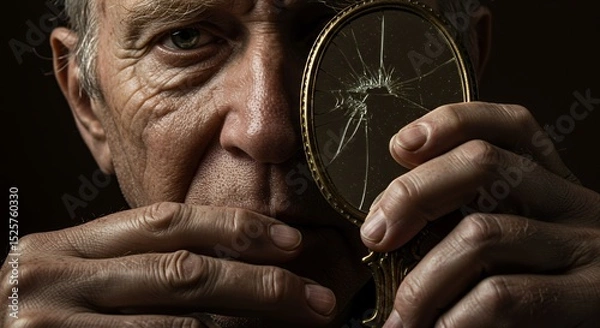 Obraz Broken Reflection: A Portrait of Aging and Fragility