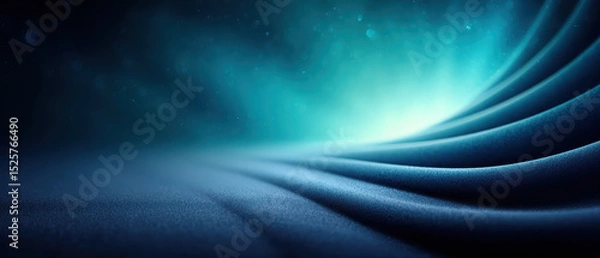 Obraz Abstract blue wave background with smooth curves and glowing light