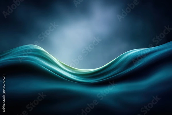 Obraz Abstract blue wave background with smooth flowing curves