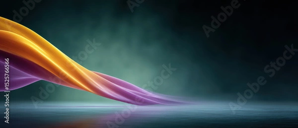 Obraz Abstract colorful wave flowing smoothly in dark background