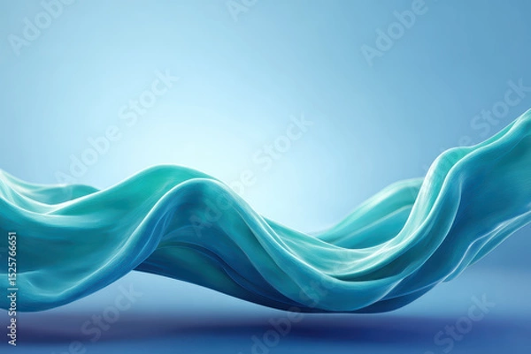 Obraz Abstract flowing blue fabric wave with smooth elegant curves
