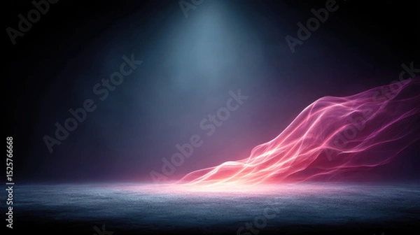 Obraz Abstract glowing pink wave flowing gracefully in dark space