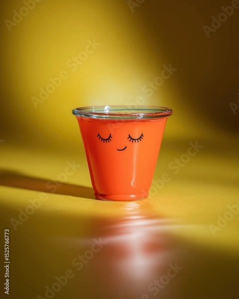 Obraz Cheerful orange cup with smiling face on vibrant background
