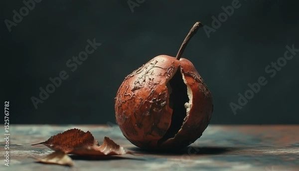 Fototapeta Pear rotten and damaged for a long time