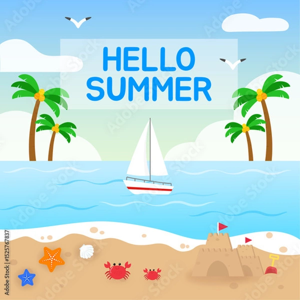 Obraz 여름 해수욕장 일러스트