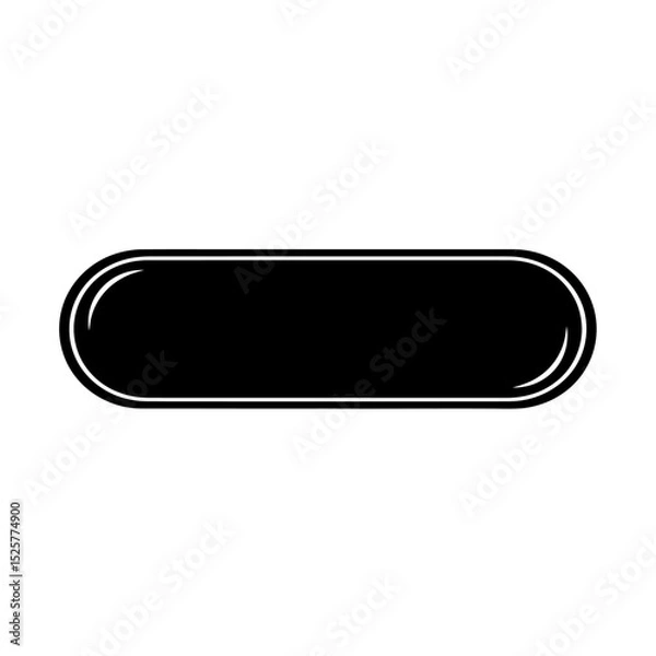 Fototapeta A sleek black oblong shape, isolated on white background, resembles a minimalist button or a blank banner ready for text