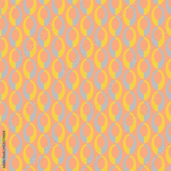 Obraz Geometric wavy background. Chain circles vector seamless pattern. Vintage colored fashion allover print. Retro repeat ornament wallpaper.