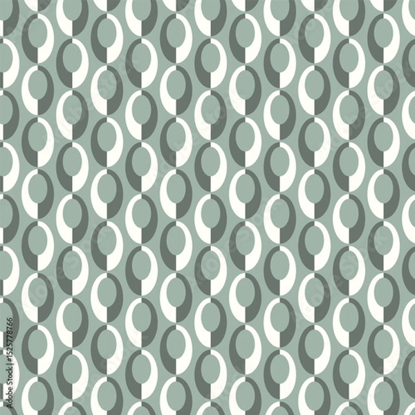 Obraz Geometric wavy background. Chain circles vector seamless pattern. Vintage colored fashion allover print. Retro repeat ornament wallpaper.