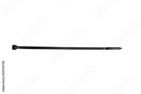 Fototapeta a black cable tie isolated on white background, template for designer.