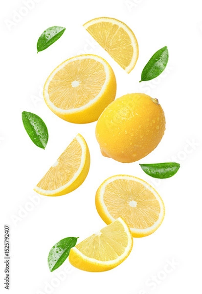 Fototapeta Set of lemon on white