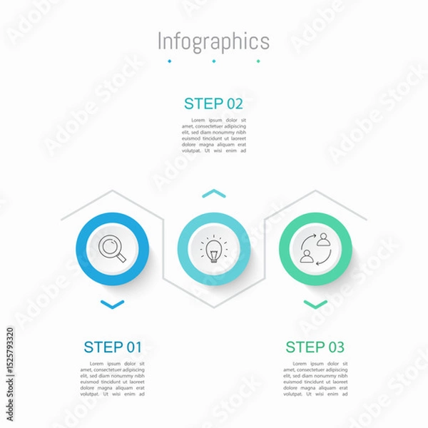 Fototapeta Infographic 3 options design elements for your business data. Vector Illustration.