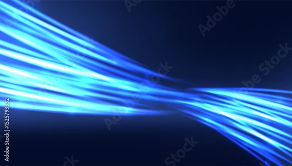 Fototapeta Abstract blue background with perspective lines and lights, Vector illustration