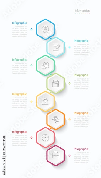 Fototapeta Infographic 8 options design elements for your business data. Vector Illustration.
