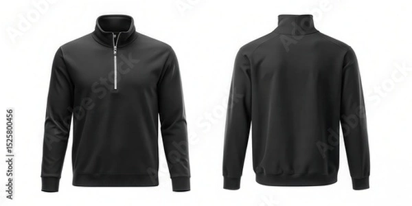 Obraz Graphic Mockup of a Black Quarter Zip Sweater on a White Background