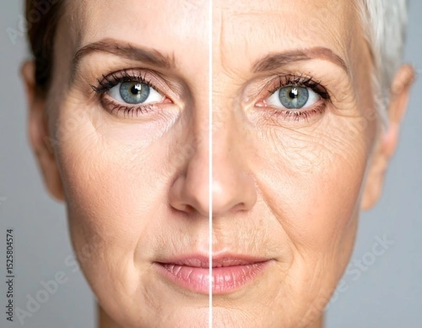Obraz Woman's face, before and after aging