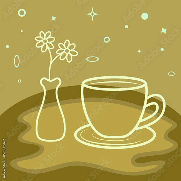 Fototapeta Cottagecore Theme Style Cup of Coffee Template