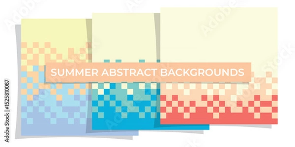Fototapeta abstract background with squares, A set of abstract backgrounds in pixel style, abstract geometric pixel backgrounds with summer colors