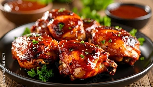 Obraz BBQ chicken thighs on a plate