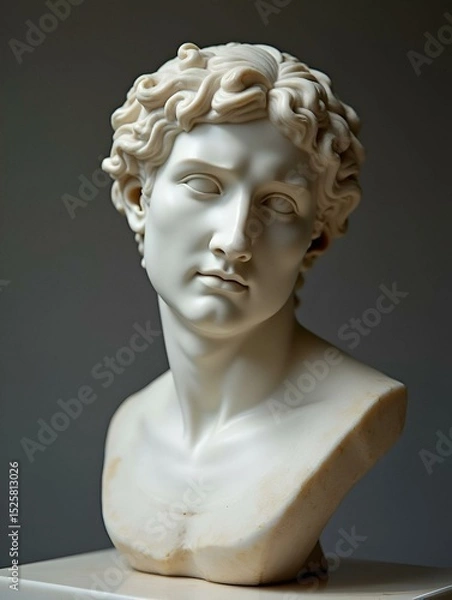 Obraz A abstract stoic marble sculpture, statue, bust of a ancient roman, greek person portraying stoicism.