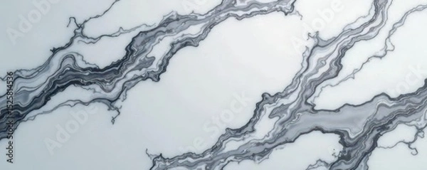 Fototapeta Swirling veins of grey and white marble, intricate texture , architecture, interior design, backdrop