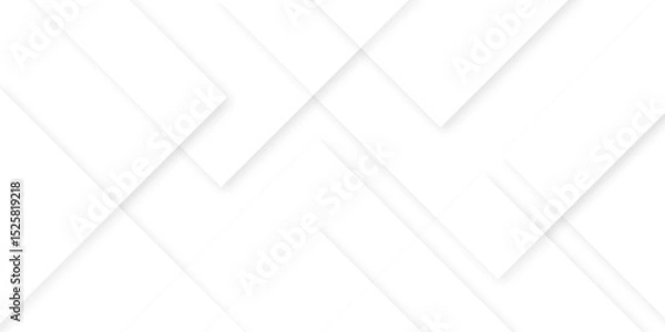 Obraz Abstract white background design with layers of textured white transparent material in triangle and squares shapes. White color technology concept geometric line vector white light grey background.	
