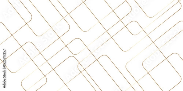 Obraz Modern minimal and clean white gold background with realistic line wave geometric circle shape, abstract white and gold colors with lines pattern texture computer geometric digital connection design .