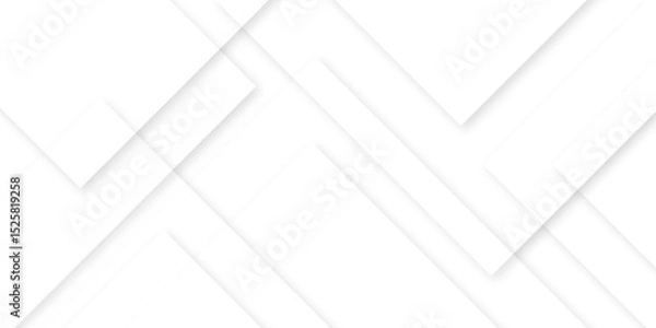 Obraz Abstract white background design with layers of textured white transparent material in triangle and squares shapes. White color technology concept geometric line vector white light grey background.	
