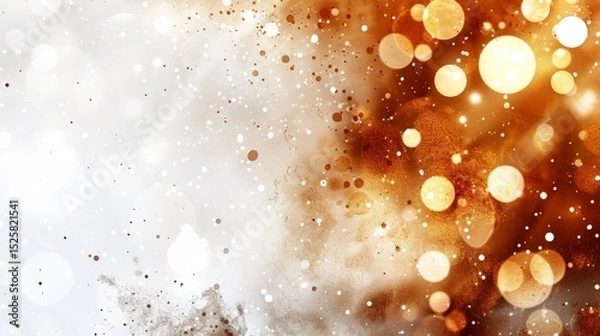 Obraz Abstract Gold and Silver Bokeh Background, Festive Sparkling Texture, Shimmering Lights