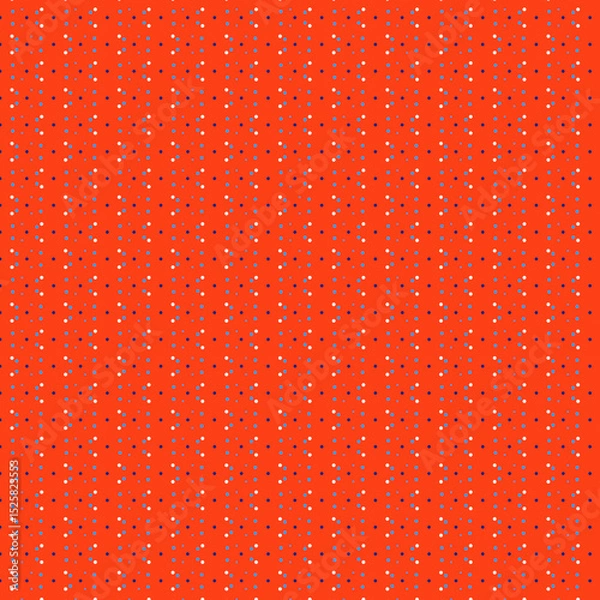 Fototapeta Cute abstract geometric polka dot seamless pattern Blue white black small polka dots, flat silhouette circles on a red background Country simple style