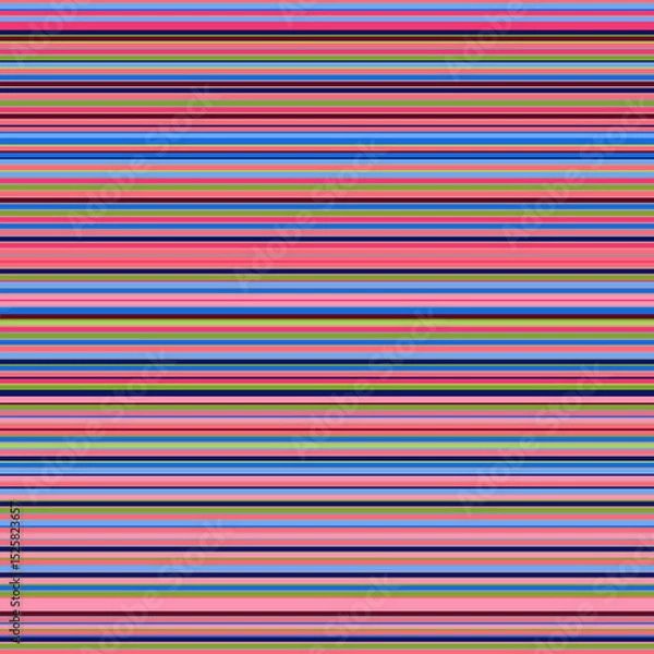 Fototapeta Geometric pattern of colorful thin horizontal parallel stripes Modern abstract striping design in bright festive pink, green, blue colors