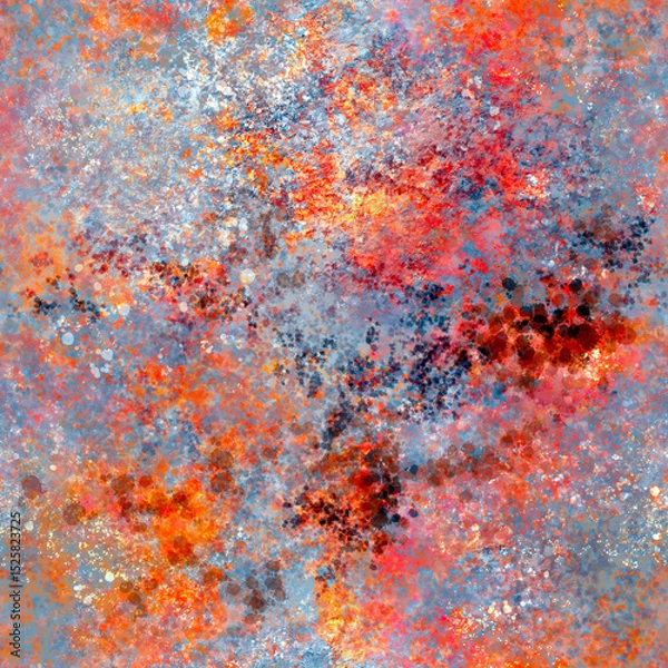 Fototapeta Abstract blurry painted seamless pattern in vivid autumn colors Grunge effect Grainy, spotted multicolor background