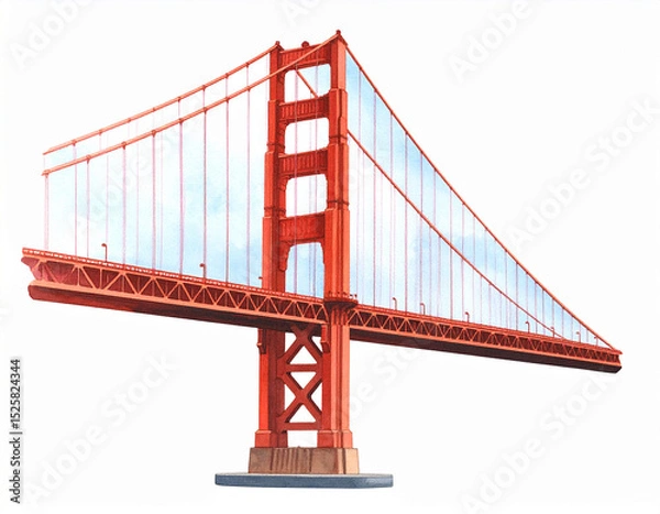 Fototapeta Golden Gate Bridge: A breathtaking view of the iconic Golden Gate Bridge, its majestic orange structure against a backdrop of clear blue sky, symbolizing strength, innovation.