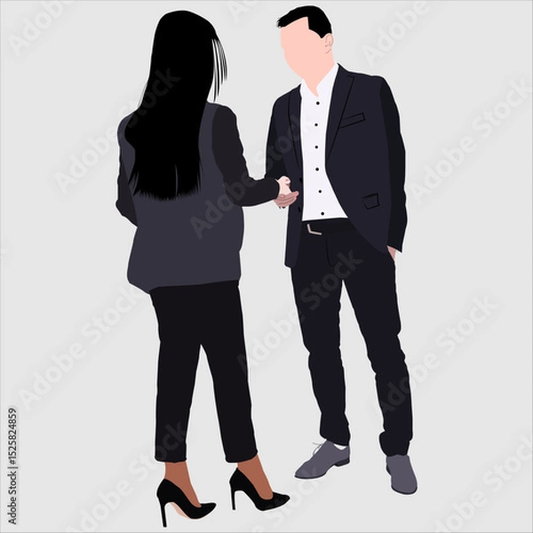 Obraz Businesswoman and businessman shaking hands, a professional meeting or partnership.