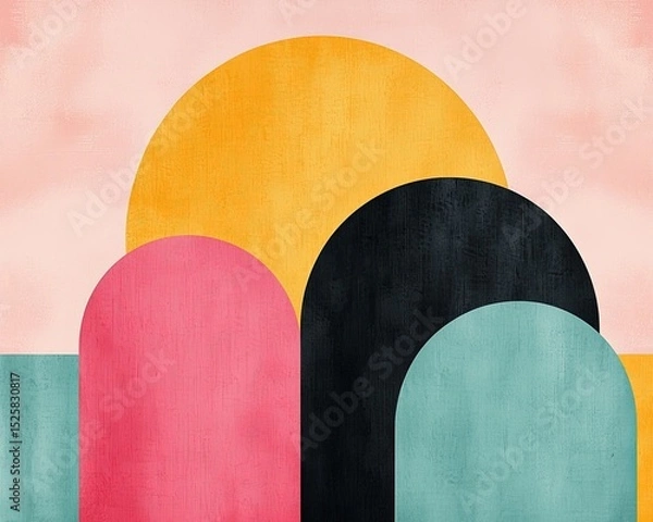 Obraz Abstract Geometric Shapes with Soft Color Palette
