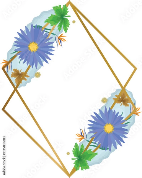 Obraz Watercolor flower and floral frame border element clipart