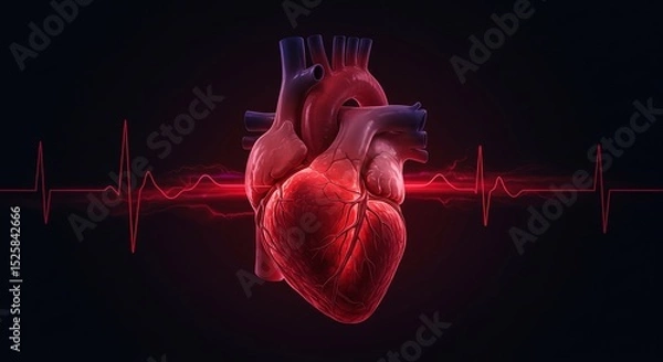 Obraz A heart with a red line behind it