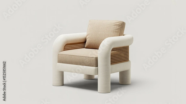 Fototapeta A modern, sculptural armchair photographed against a plain white background