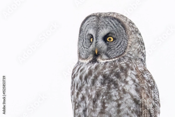 Obraz A wild great grey owl in Sax-Zim Bog in Minnesota.
