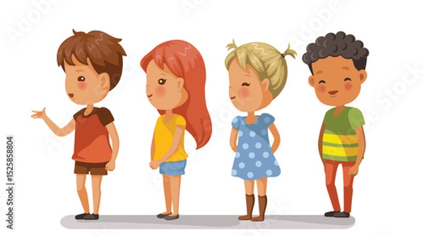 Fototapeta Children line up in a queue