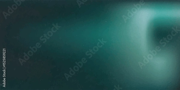 Fototapeta White green blurred gradient on dark grainy background, glowing light spot, copy space
