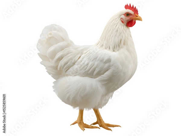 Fototapeta Full body of white chicken hen-standing isolated on transparent background. Generated with AI
