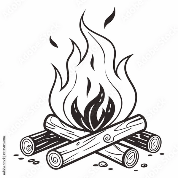 Fototapeta Flat vector icon of São João bonfire, transparent background