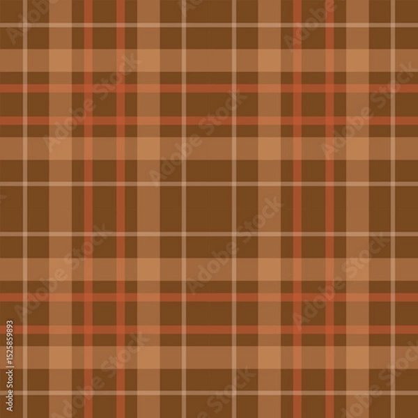 Fototapeta Brown and beige plaid pattern, seamless vector background, textile print