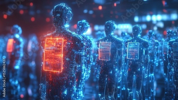 Fototapeta A glowing holographic password manager, protected by tiny robotic sentinels 