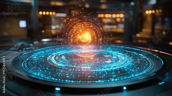 Fototapeta A glowing holographic diversity chart displayed in a futuristic business environment